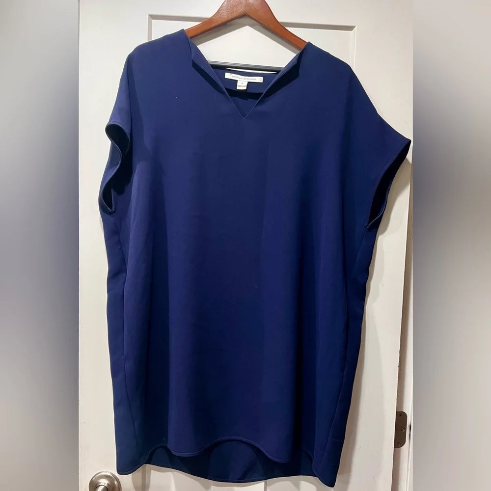 Diane Von Furstenberg Kora Oversized Navy Shift Dress pockets M - Picture 4 of 6